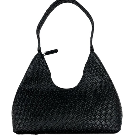 Trunkstar Handbags - Woven Textured Shoulder Bag in Black